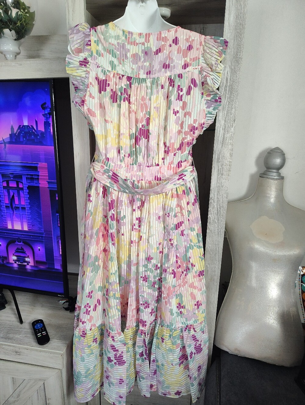 Kate Spade Pastel Floral Ruffled Midi Dress SZ 6 New No Tags - Picture 5 of 9